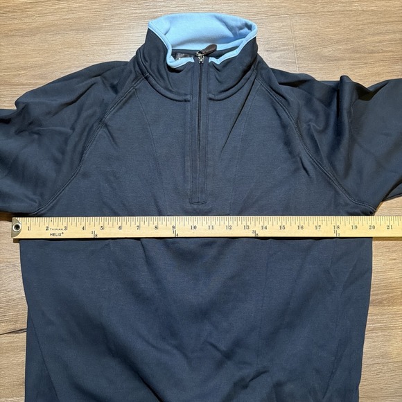 Paul Stuart Mens MEDIUM 1/4 Zip Sweater PimaCotton Pullover Mock Neck Black Blue - Picture 9 of 11